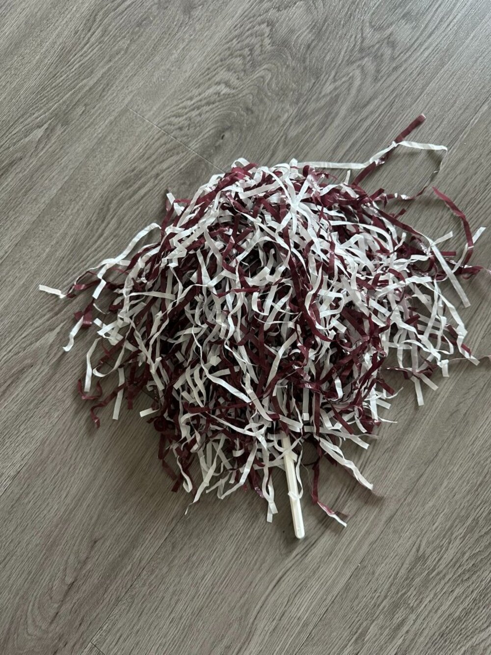 Maroon & White Stick Shaker Pom Pom - Texas A&M / Mississippi State